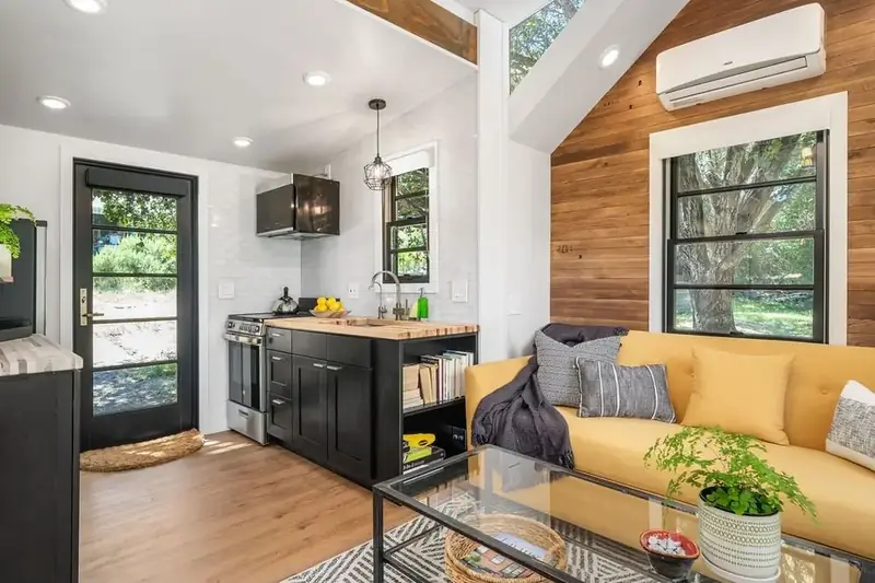 Gourmet Kitchen – Butcher Block & Yellow Sofa Lounge