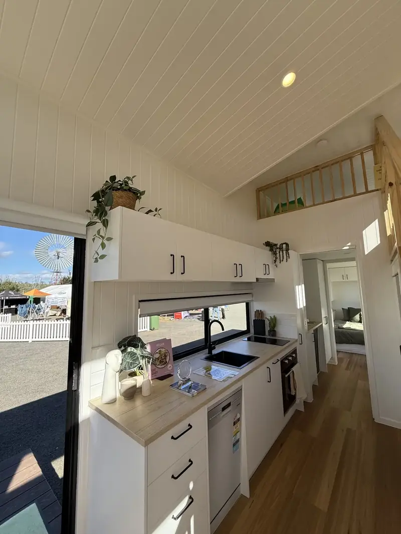 High End Modular Cabin Open Concept Layout Looking Out Floor to Ceiling Windows