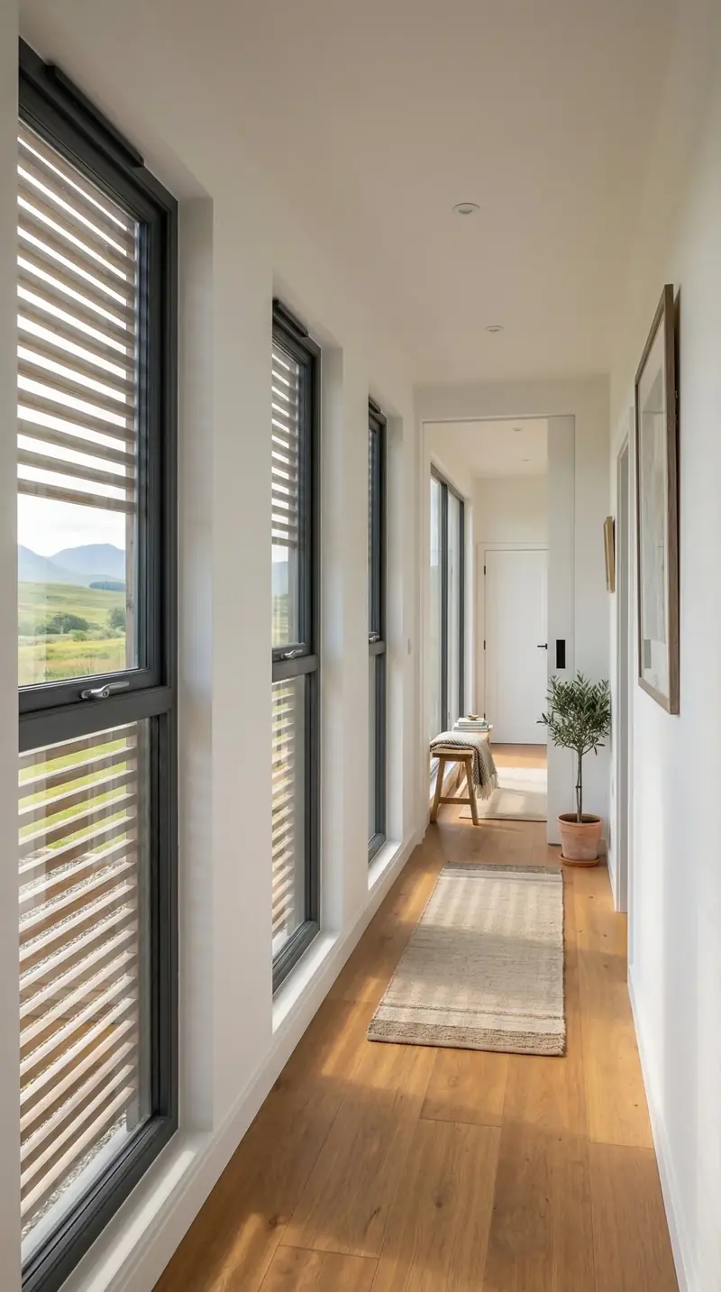 Luxury Prefab Villa Architectural Hallway with Floor to Ceiling Windows