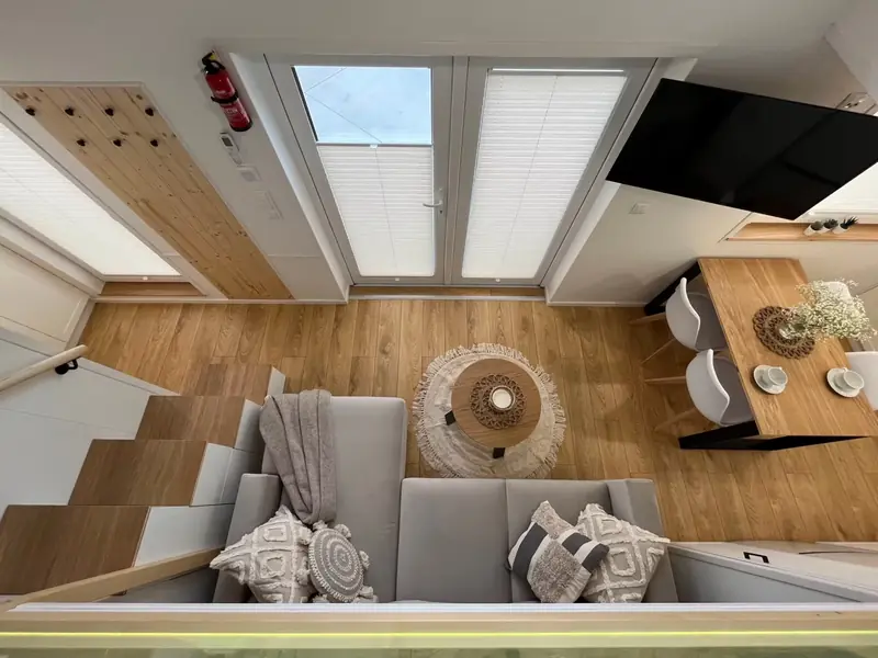 Luxury Modular Villa Living Space with Floor to Ceiling Panoramic Glazing